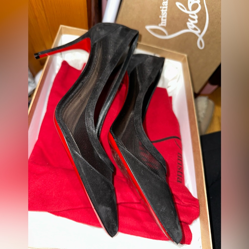 Women Christian Louboutin  suede red bottom heels